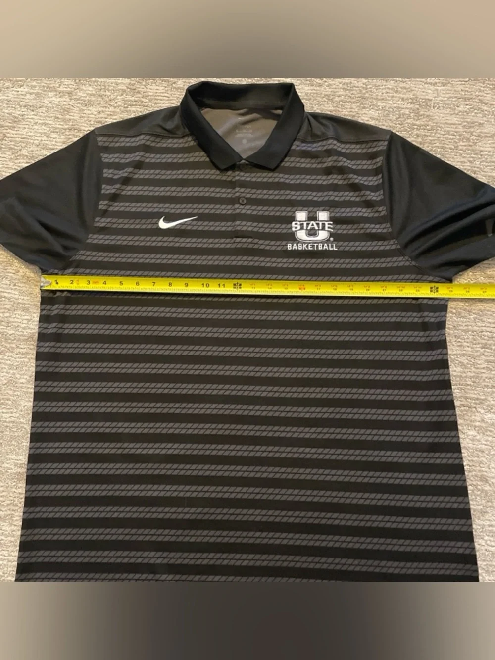 Nike Utah State Aggies Basketball Striped Polo Shirt Black Gray XL Performance